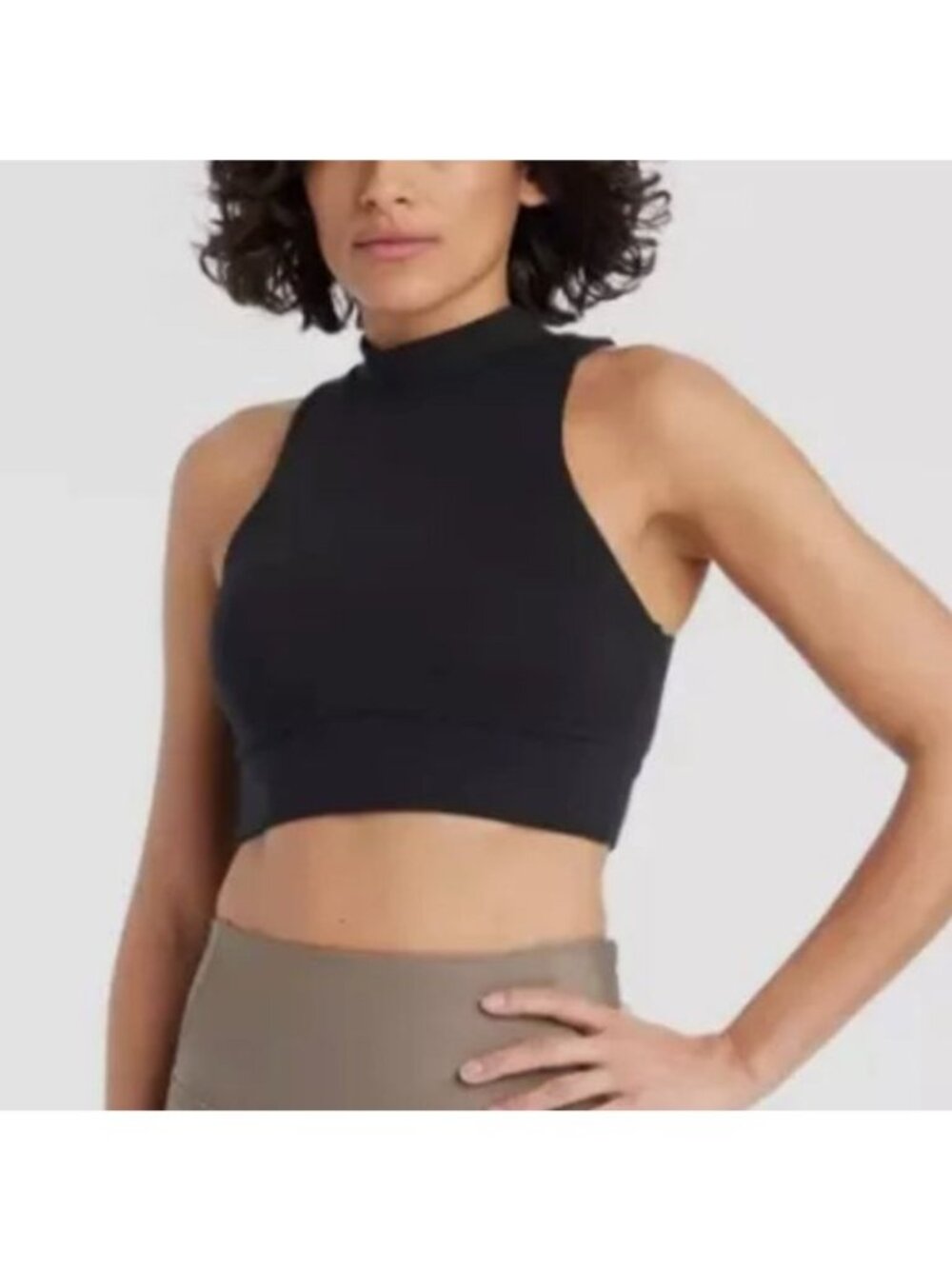 All In Motion Racerback Cropped Tank Top Womens Medium Black New WOT Padded